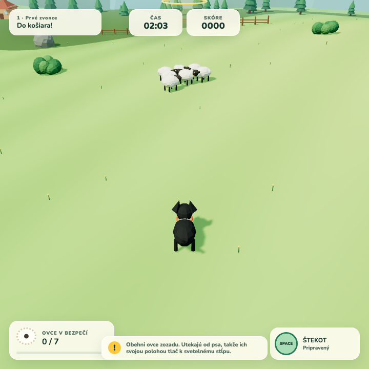 Gameplay screenshot hry BAA vygenerovanej modelom GPT 5.6 Sol