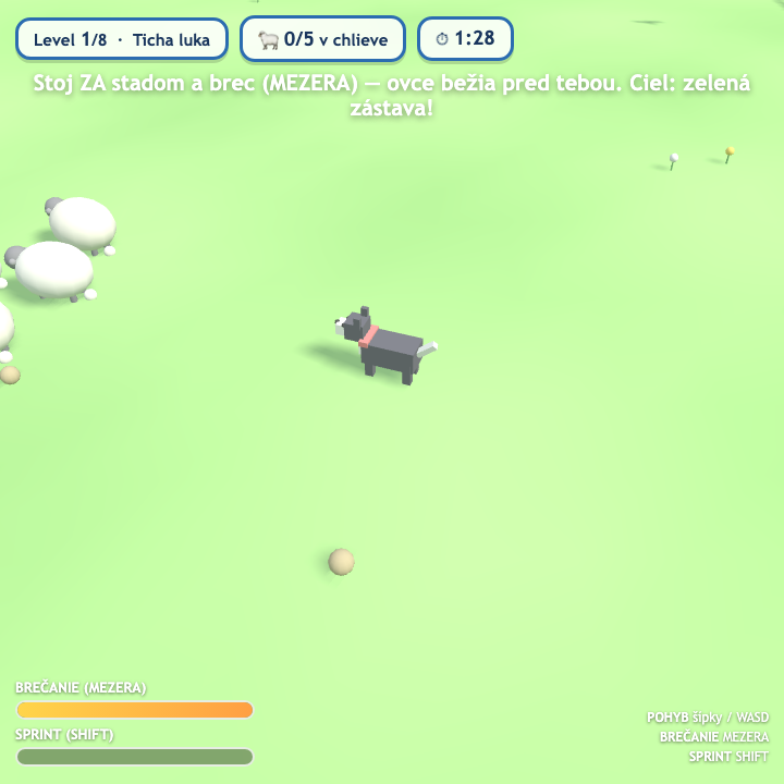 Gameplay screenshot hry BAA vygenerovanej modelom Qwen 3.8 27B