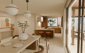 GPT-6 Astra · Blender render · Kuchyňa a jedáleň