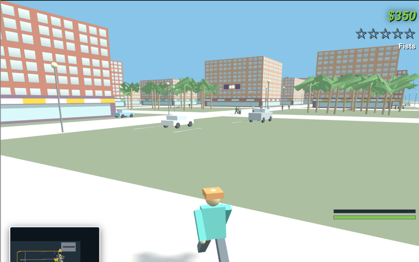 Gameplay screenshot GTA hry Palm City vygenerovanej modelom GLM 5.3 Flash