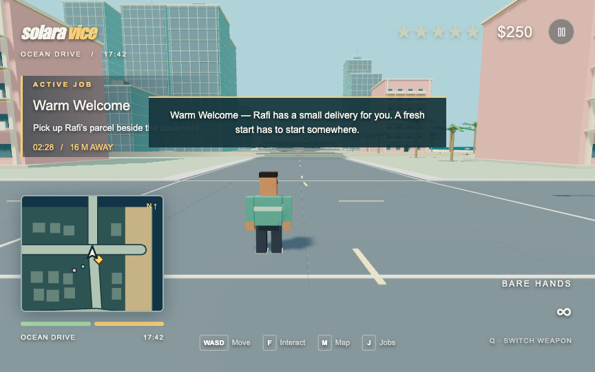Gameplay screenshot GTA hry vygenerovanej modelom GPT-6 Astra